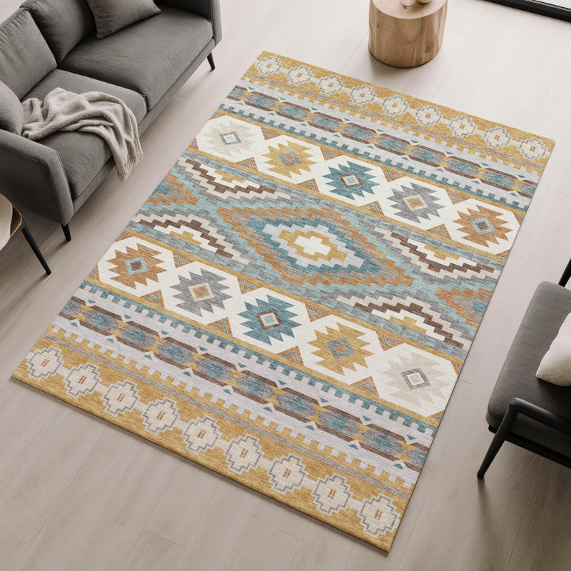 Tapis de qualité supérieure lavable à la machine Villers Lodge, Doré, 8 pi x 10 pi