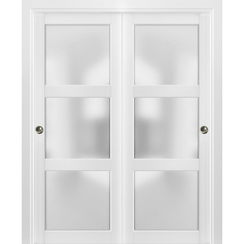 Portes coulissantes en verre givré Lucia, 72 po x 84 po