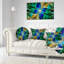 Pétales de fleurs bleu vert fractal - coussin imprimé abstrait