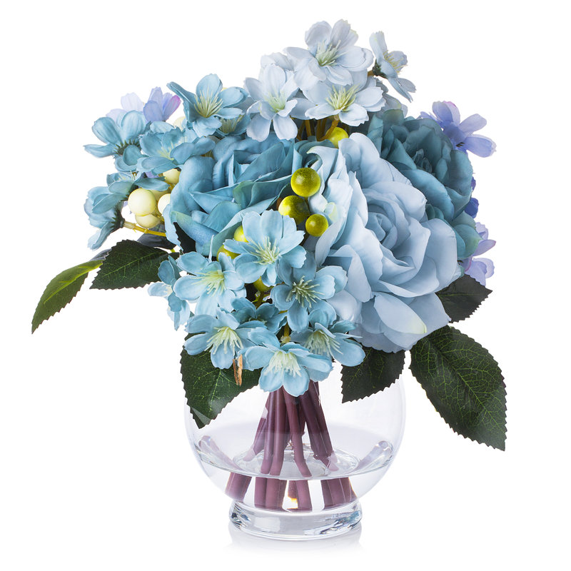 Centre de table Silk Roses, bleu