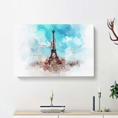 Eiffel Tower in Paris France in Abstract - Wrapped Canvas