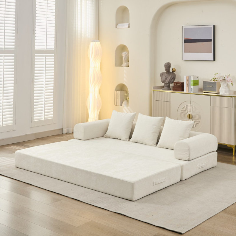 Canapé-lit pliant Boneless Comfy, Chenille beige