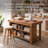 55 Inch Solid Wood Sewing & Craft Island Table with 3‑Tier Open Storage Shelves