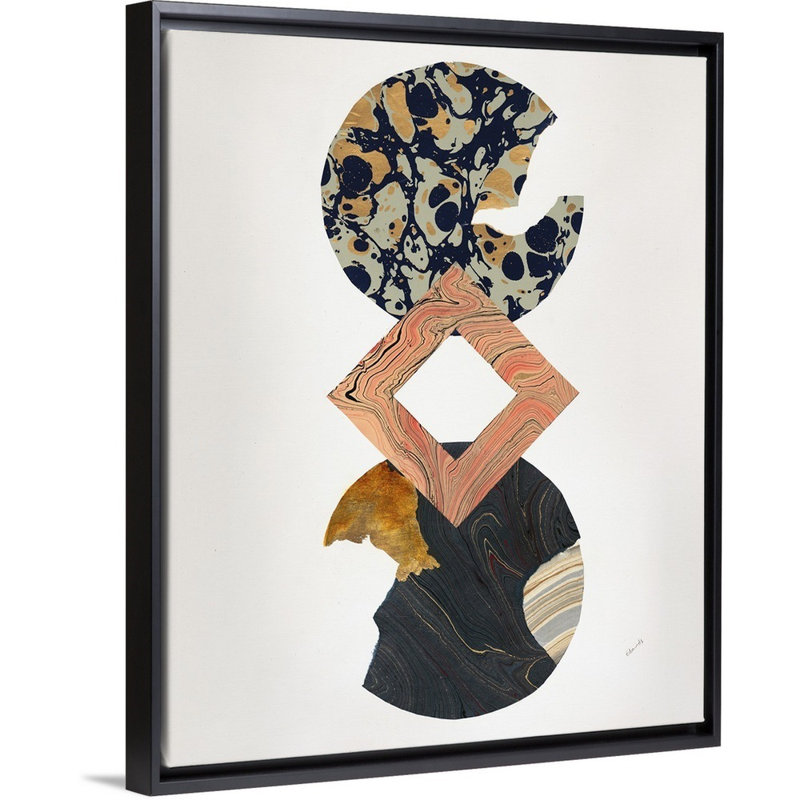 « infinite poursuite iv », peinture sur toile, H 15,7 po x l 12,7 po x p 1,75 po, Cadre flottant noir