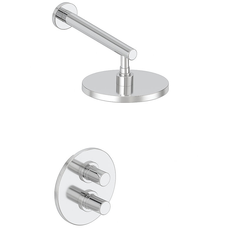 Agrippina Thermostatic Volume Control Shower Head with 8-Inch 1.8 GPM Rain Shower Head, Valve Included, Polished Chrome