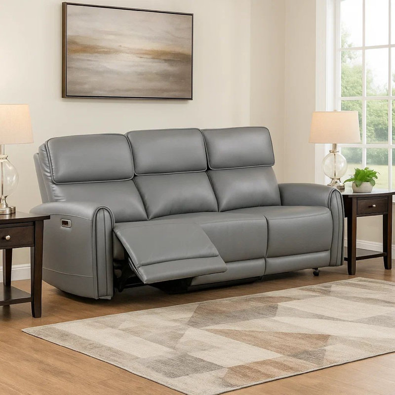 Canapé inclinable électrique Sily gris, 81 po, ports USB, Gris