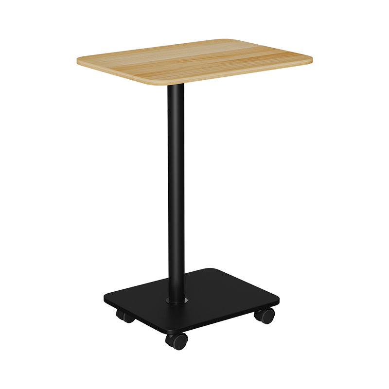 Tray Top Pedestal End Table, Black, Natural Wood
