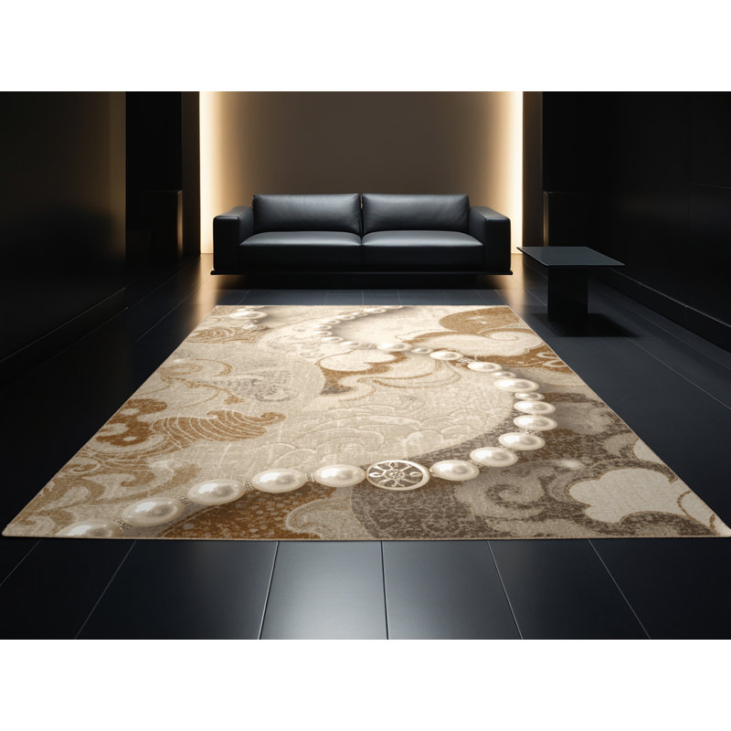 Tapis oriental doux et moelleux de style oriental classique gris et beige Lulsgate, 7 x 10