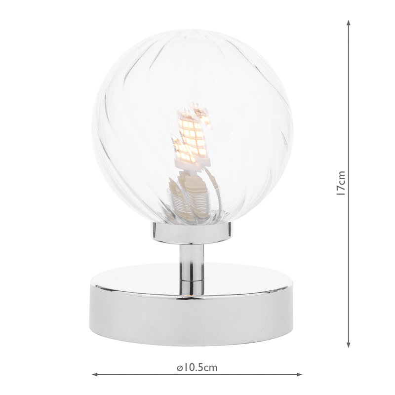 Metal Table Lamp Lamp, 17 cm H x 10.5 cm W x 10.5 cm D, Chrome