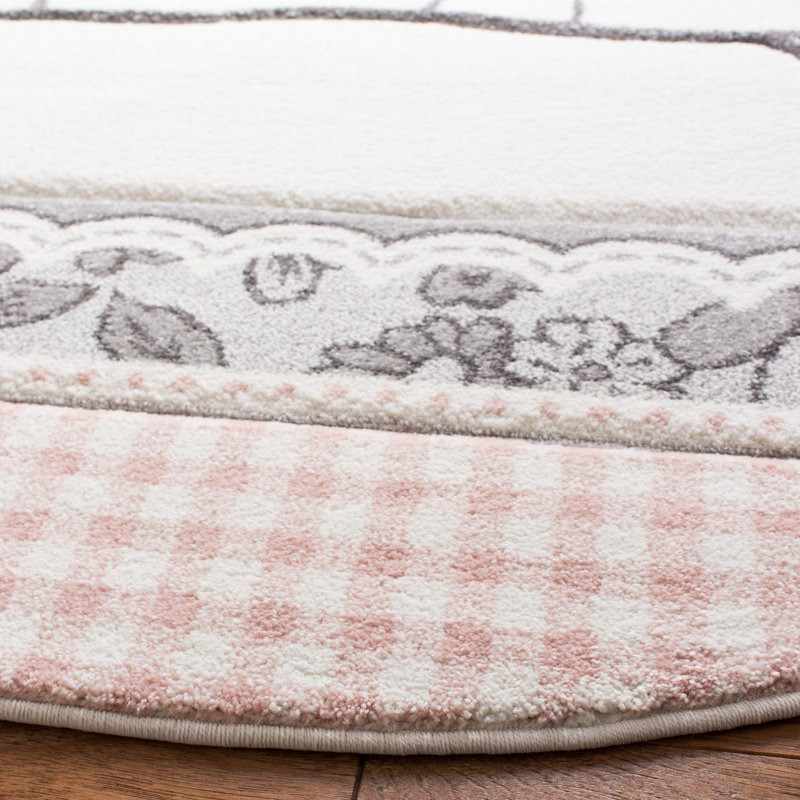 Burgan Pink/Ivory Area Rug, Round 4'