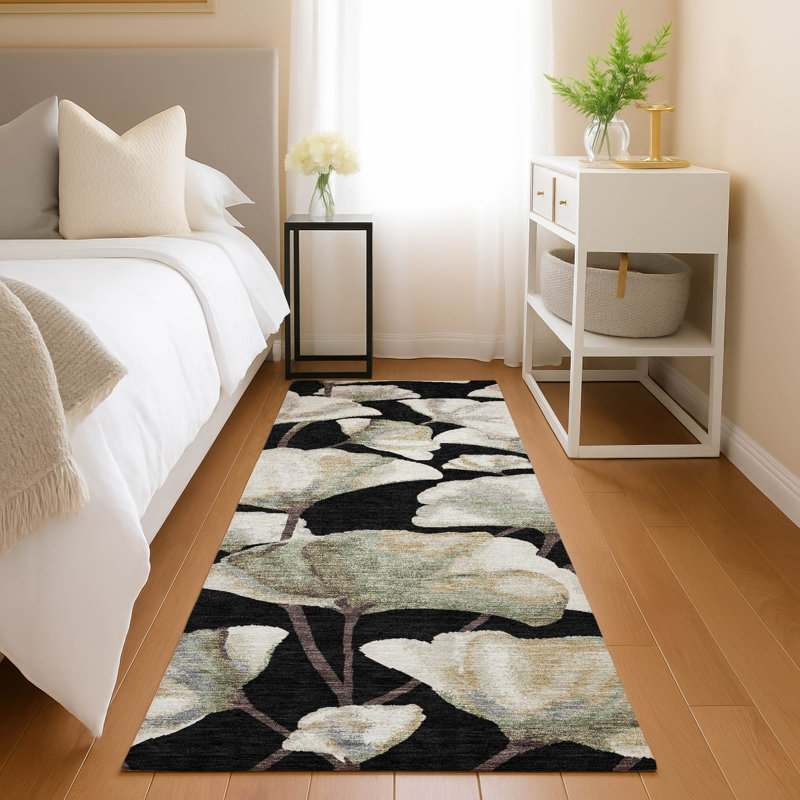 Machine Washable Indoor/Outdoor Raemoore ACN2405 Botanical Rug, Runner 2'3" x 7'6"