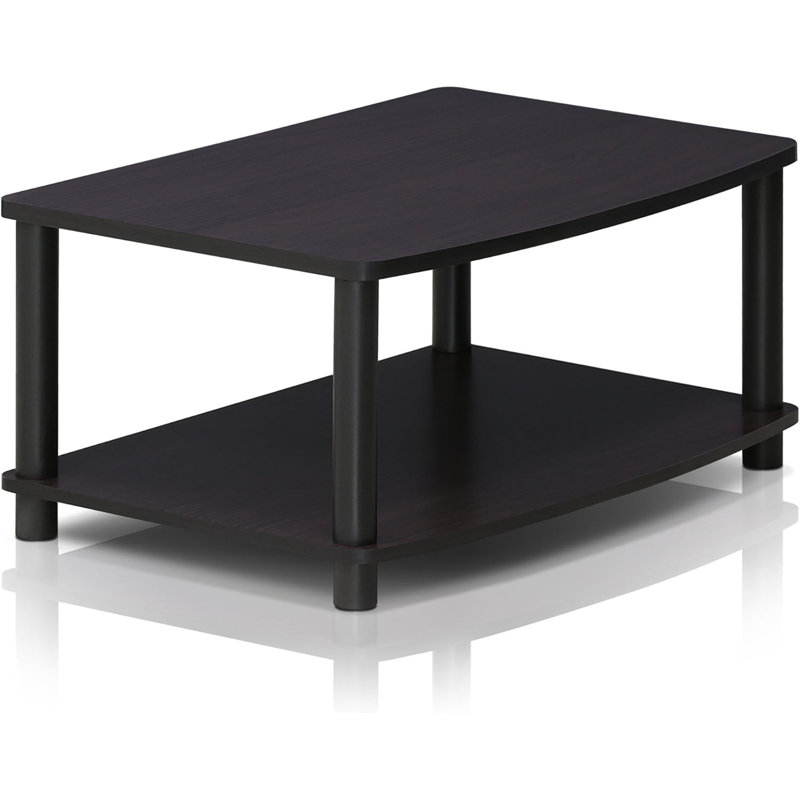  2 Tier Elevated TV Stand Modern Dark Walnut, Dark Walnut