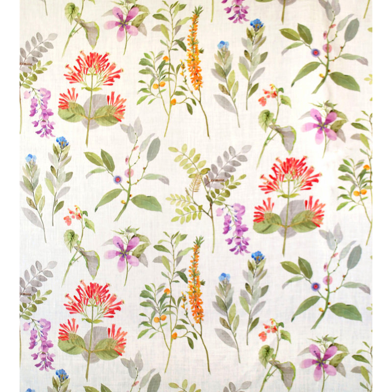 Tissu sissinghurst, Corail / multicolore