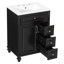 Meuble-lavabo de salle de bain avec lavabo, meuble-lavabo autoportant de 24 pouces avec tiroir rabattable, 3 tiroirs et armoire de rangement-124573661-124573660