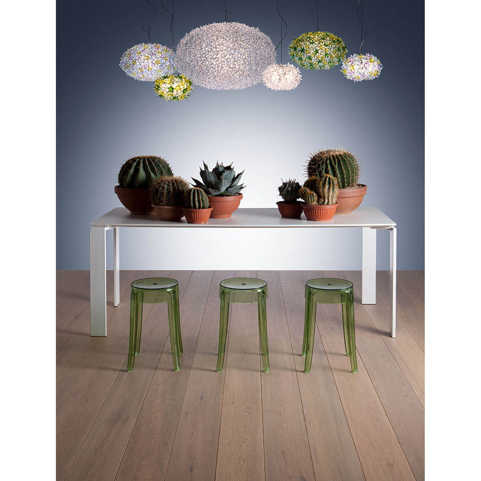Four Dining Table, 28" H x 88" W x 31" D, Black Top/White Base