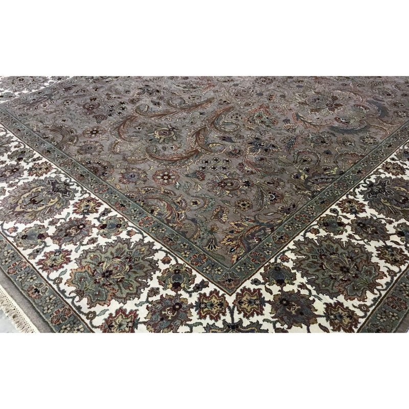 Tapis ivoire et chameau de haute qualité noué à la main Trinity