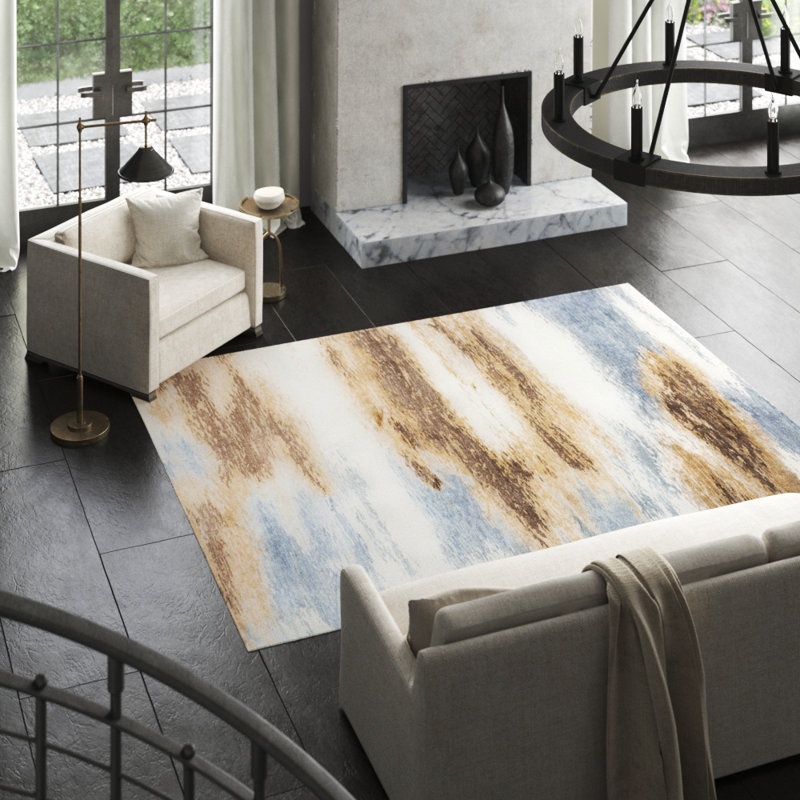 Stratos Hand Woven Abstract Area Rug, Rectangle 6' x 9'