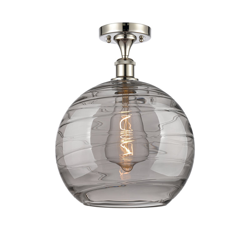 Plafonnier semi-encastré 1 lumière Wager, H 14,63 po x l 5,88 po x P 5,88 po, Nickel poli