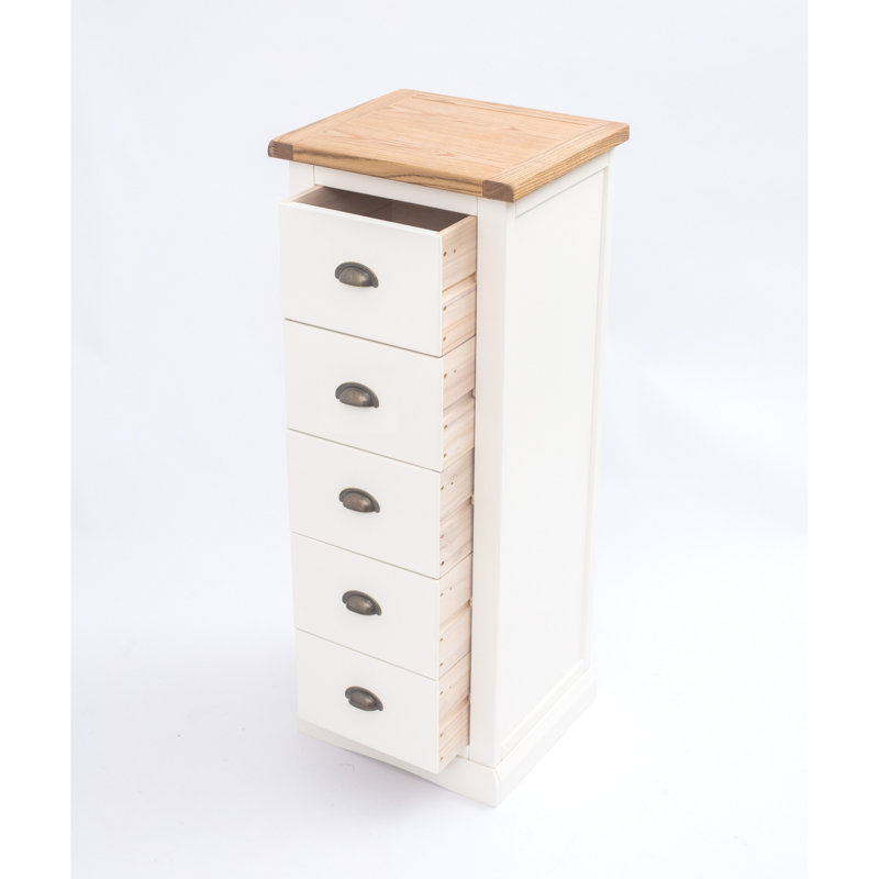 45 cm W Chest of 5 Drawers, Off White