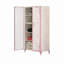 Armoire Priya II en cuir synthétique blanc et pâle, finition violette