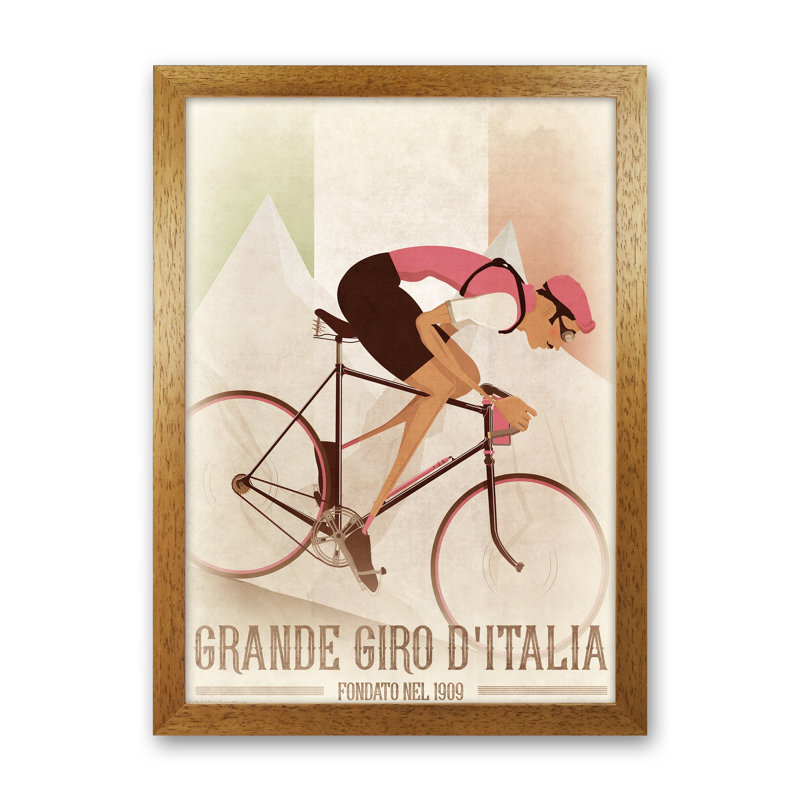 Vint Giro - Print, 42cm H x 30cm W x 3cm D, Oak Framed