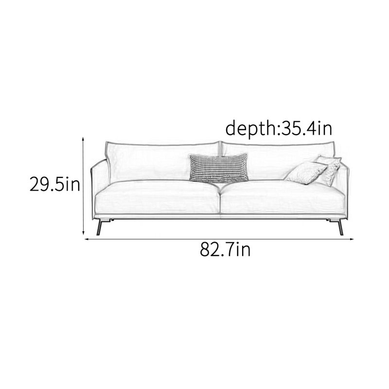 Canapé de bureau italien moderne et décontracté, H 29,5 po x l 82,7 po x P 35,4 po