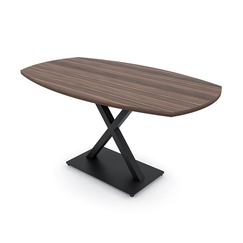 Table de conférence Pavert, H 30 po x l 72 po x P 36 po, Noir mat, Eucalyptus naturel