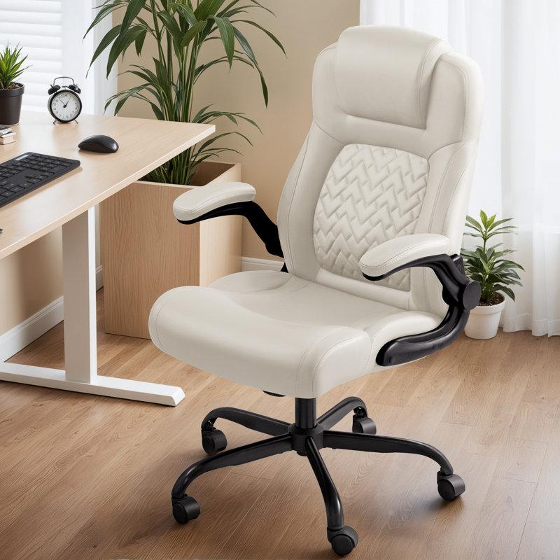 High Back Ergonomic Executive Chair with Headrest, White