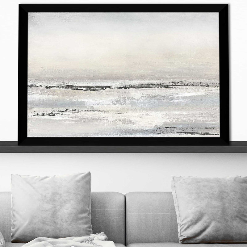 «Distant Fog» par Tava Studios - Peinture, Cadre noir, H 33,5 po x l 49,5 po x P 1 po