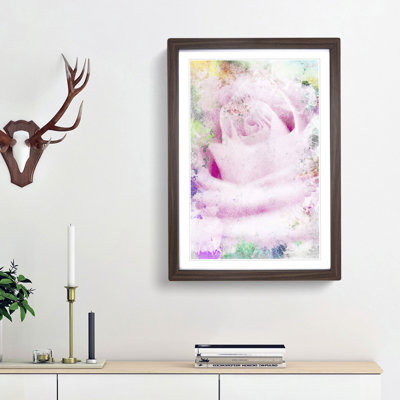 A Sole Pink Rose in Abstract - Framed Print