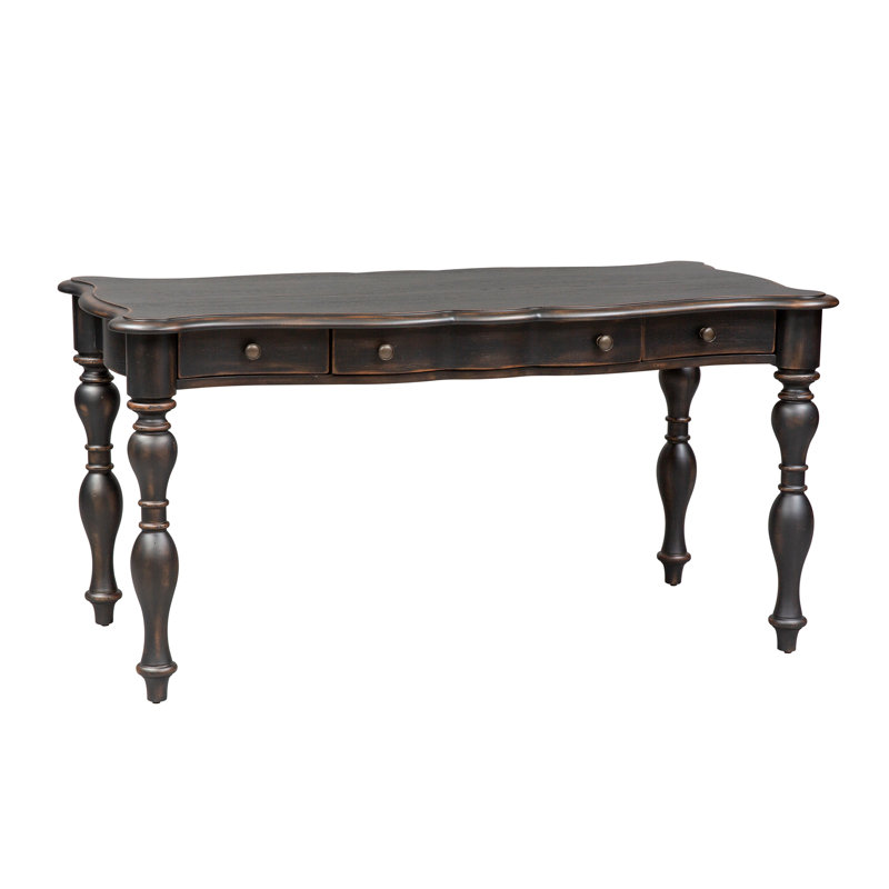 Solid Wood Writing Desk, Black/Black