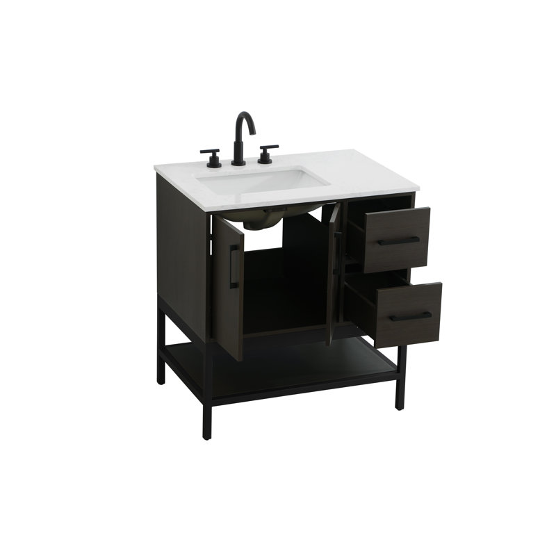 32 inch Single Bathroom Vanity, Mocha Brown