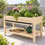 Potager surélevé en bois massif de 122 cm (48 po) avec bac de récupération d'eau et tablette de rangement