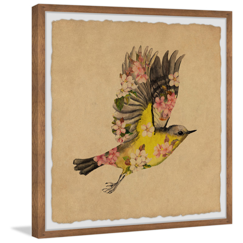 «Flowers Take Wing», reproduction encadrée, H 12 po x l 12 po