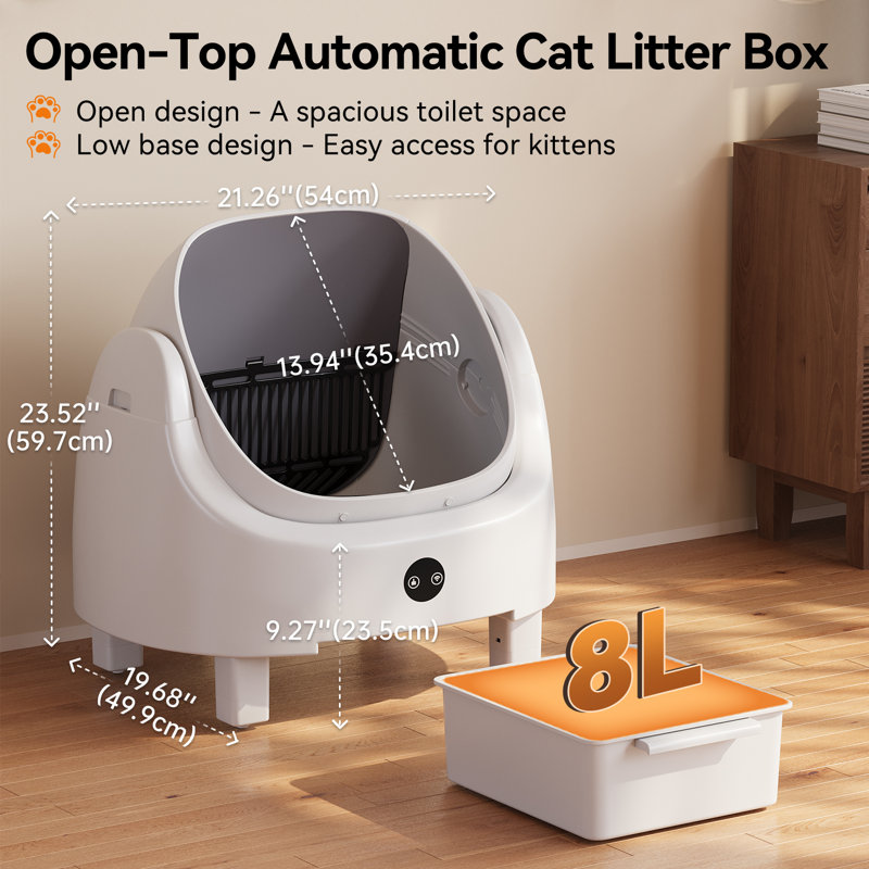 Self-Cleaning Litter Box, White
