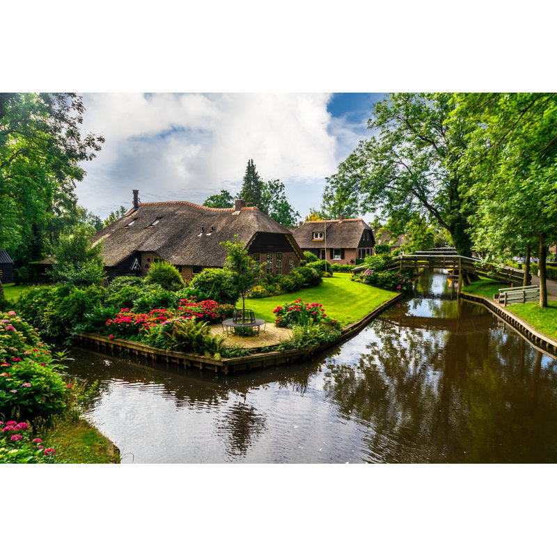 Giethoorn Village Scene by Ekinyalgin - Wrapped Canvas Print, 30cm H x 46cm W