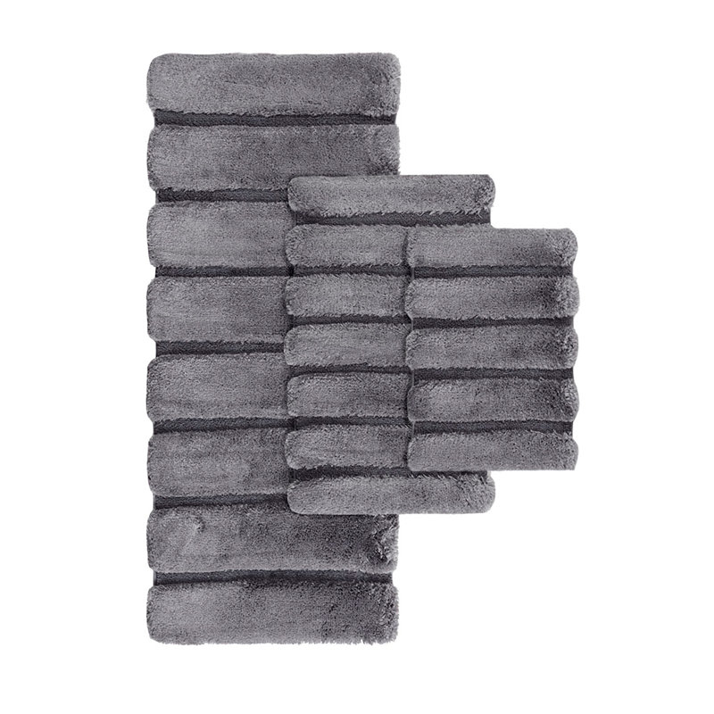 Gray Tufted Pearl Channel Bath Rug 17" x 24"