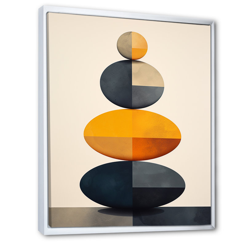 «Visual Tranquility Rock Balancing I» sur toile, Cadre flottant blanc, H 44 po x l 34 po x P 1,5 po