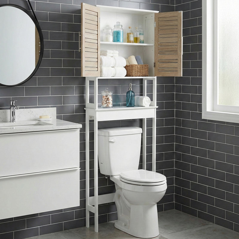 Stockholm Over Toilet Storage Cabinet Dual Doors Open Shelf Space-Maximizing