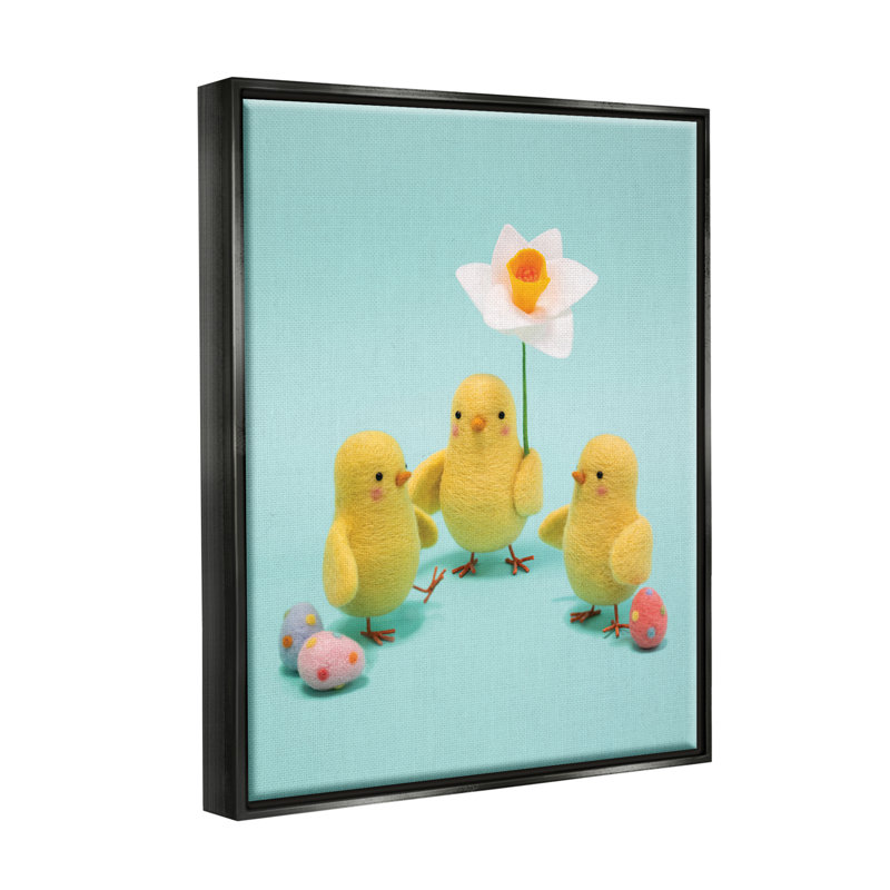Photographie de poussins printaniers avec œufs de Pâques par Lemon & Sugar, Cadre flottant noir de jais