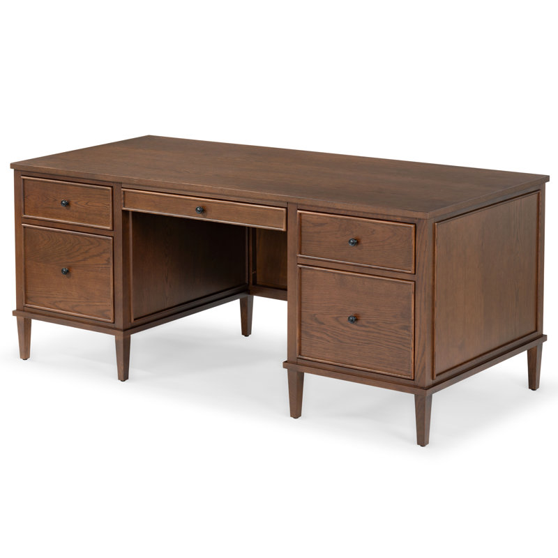 Bureau en bois 5 tiroirs Nantwich, Noyer