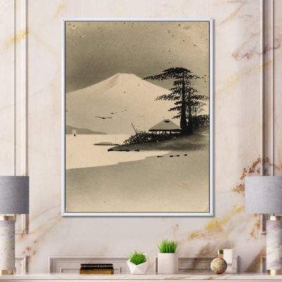 «Winter Landscape with Fuji Mountain», impression sur toile