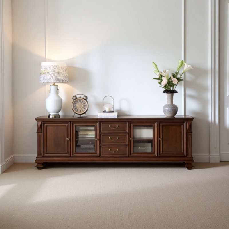 Meuble télé rétro en bois d'érable, H 25,98 po x L 86,61 po x l 17,71 po
