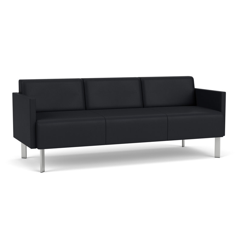 Luxe Lounge Reception Sofa, Silver Steel, Modena Black