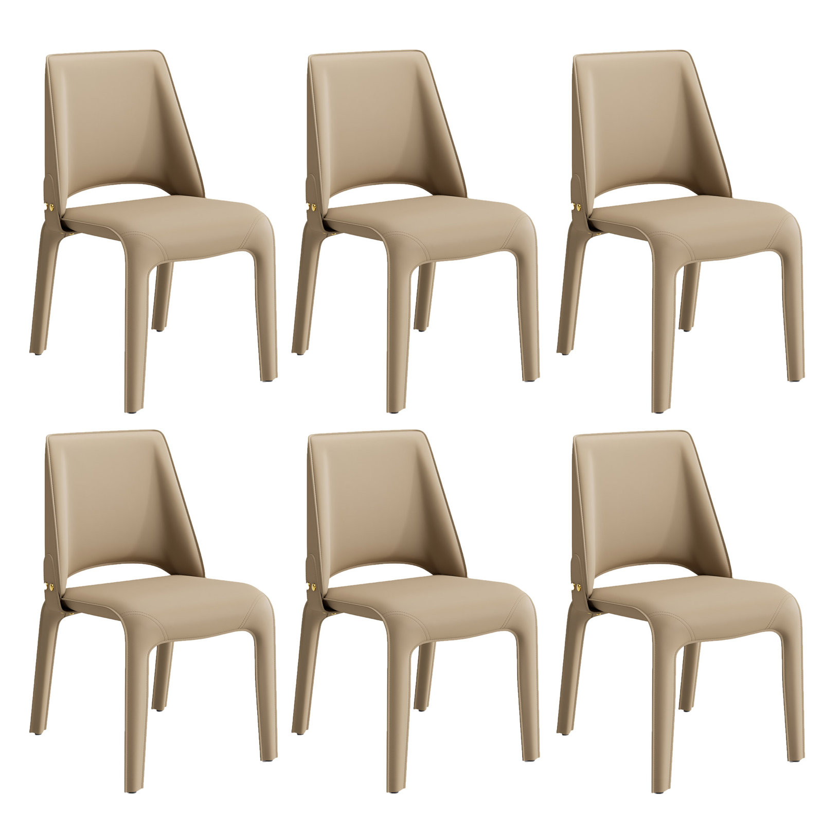 Vannes Vegan Leather Dining Chair, 6, Tan, Minimal Assembly Needed