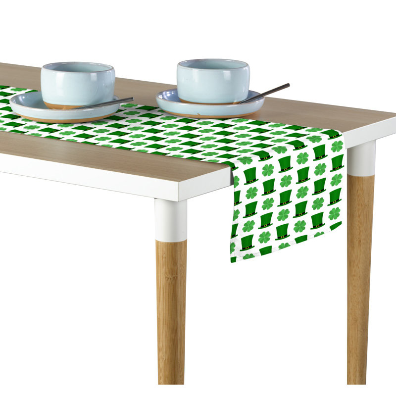 Coreson St. Patrick's Day Top Hats Shamrocks Table Runner, 72" x 12"