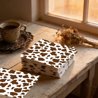 20 Pack Highlands Cow Paper Napkins Disposable Vintage Floral Luncheon Napkins For Farmhousse Theme Birthday  Rustics Party Supplies