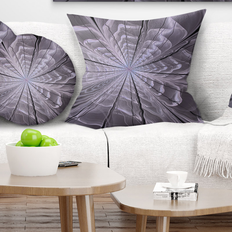 Coussin floral symétrique numérique à fleurs, 16 po x 1 po, Violet, Coussin décoratif