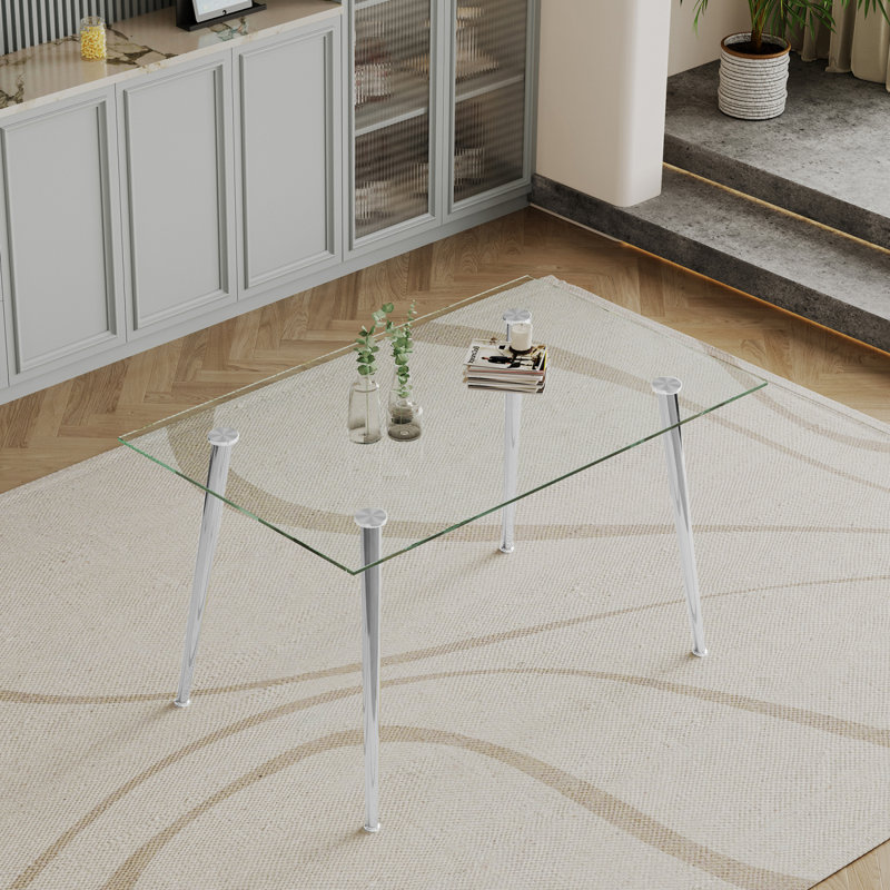 Table de salle à manger Kinnen, Argent argent, H 29,5 po x L 51,2 po x l 31,5 po
