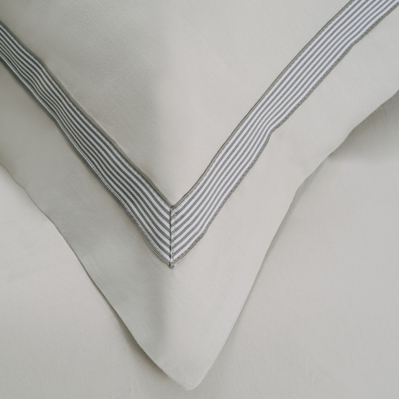 BNM Miller 100% Cotton Embroidered 3 Piece Duvet Cover Set, Gray, King/California King Duvet Cover + 2 King Shams